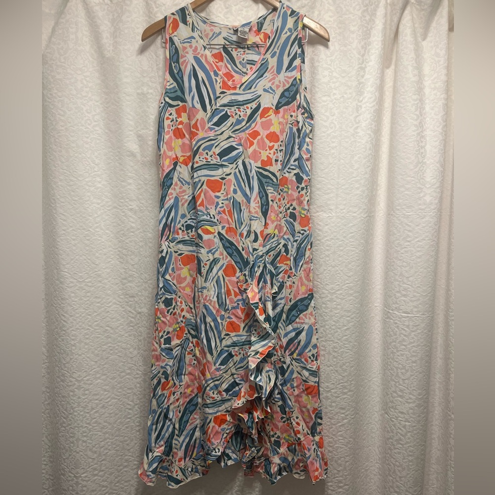 Vintage Tropical Floral Sleeveless Maxi Dress